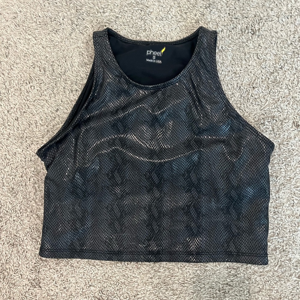 Cyclebar Black Mesh Crop Tank